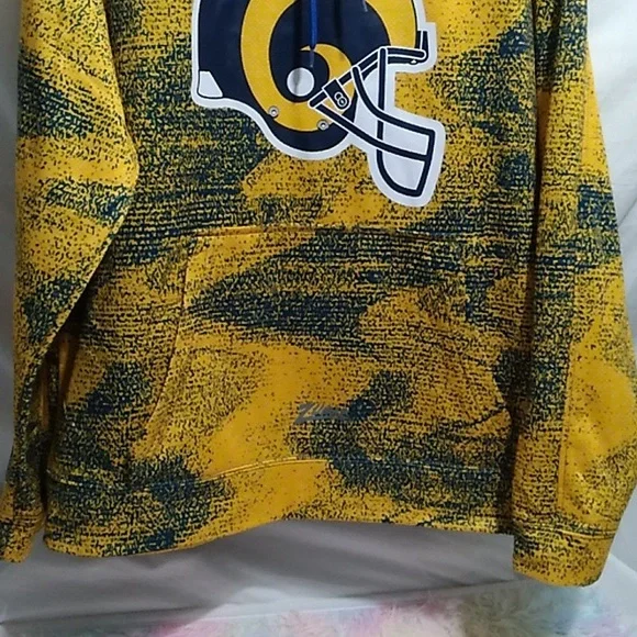 SALE! NWOT NFL Los Angeles Rams Zubaz Static Gold Royal Pullover Team Apparel